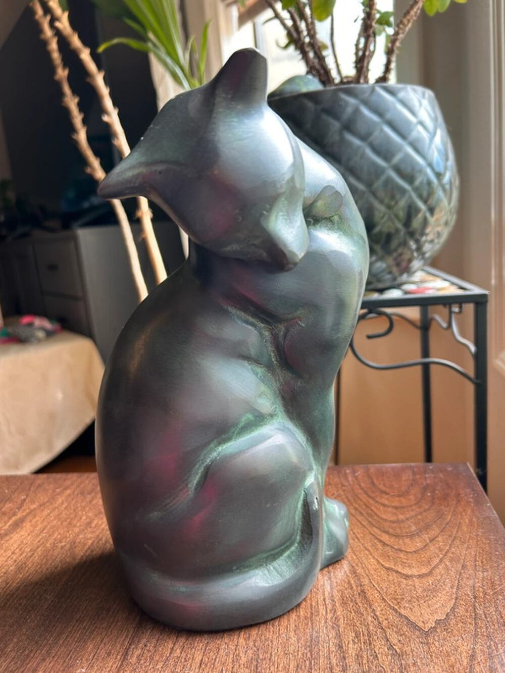 Mid 20th Century Art Deco Bronze Sitting Cat Scuplture